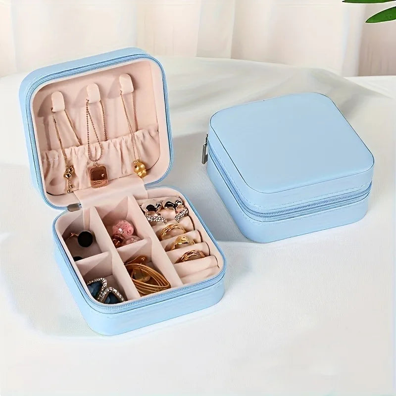 Portable Jewelry Travel Box PU Leather Case