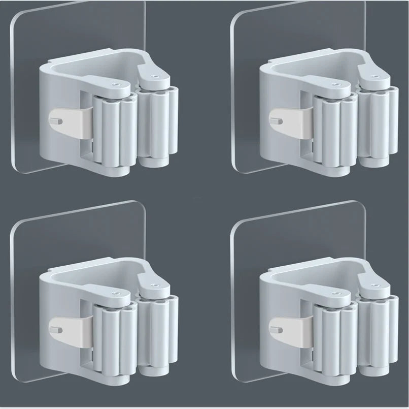 Easy Install Wall Mounted Mop Holder Set of 4