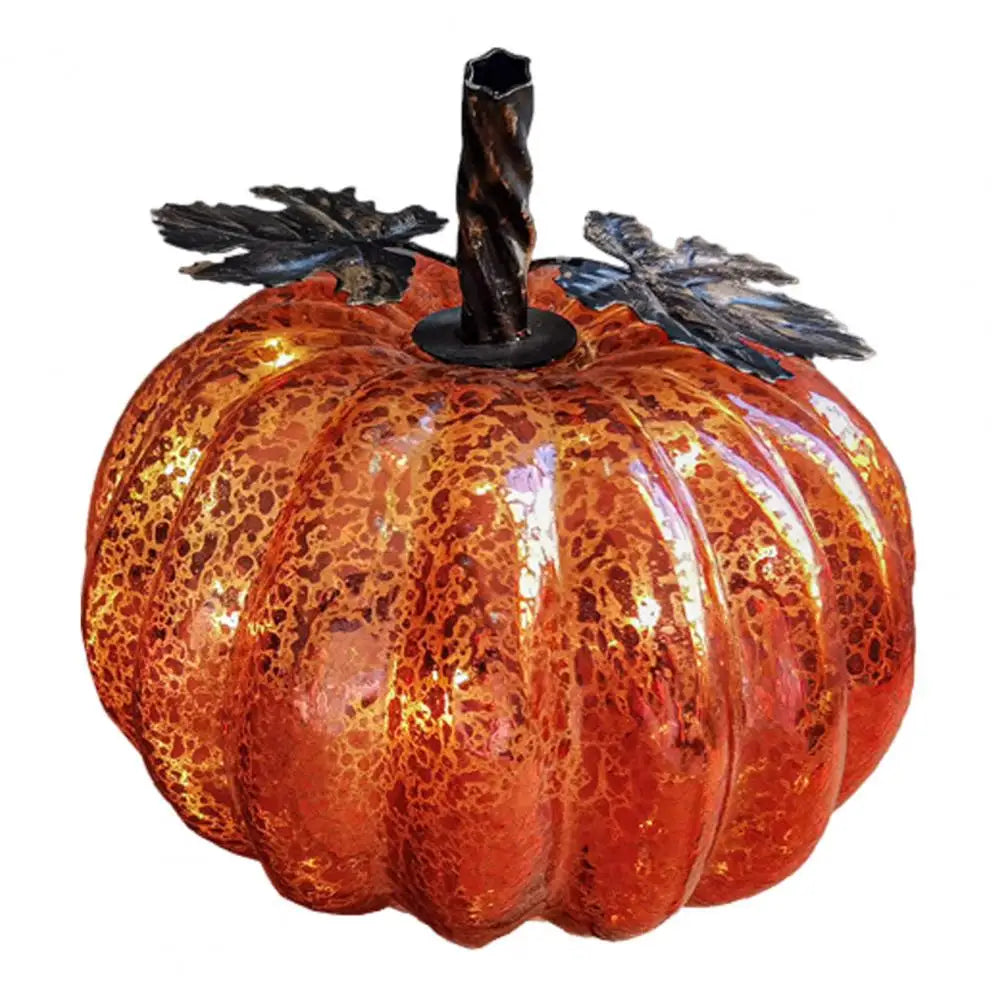 Warm Glass Pumpkin LED Decor for Fall & Halloween