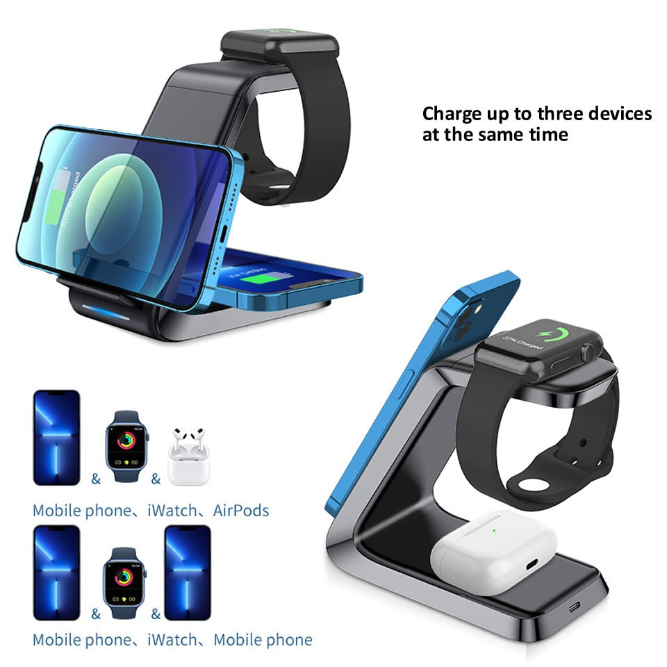 Compact 3 in 1 Wireless Charging Station