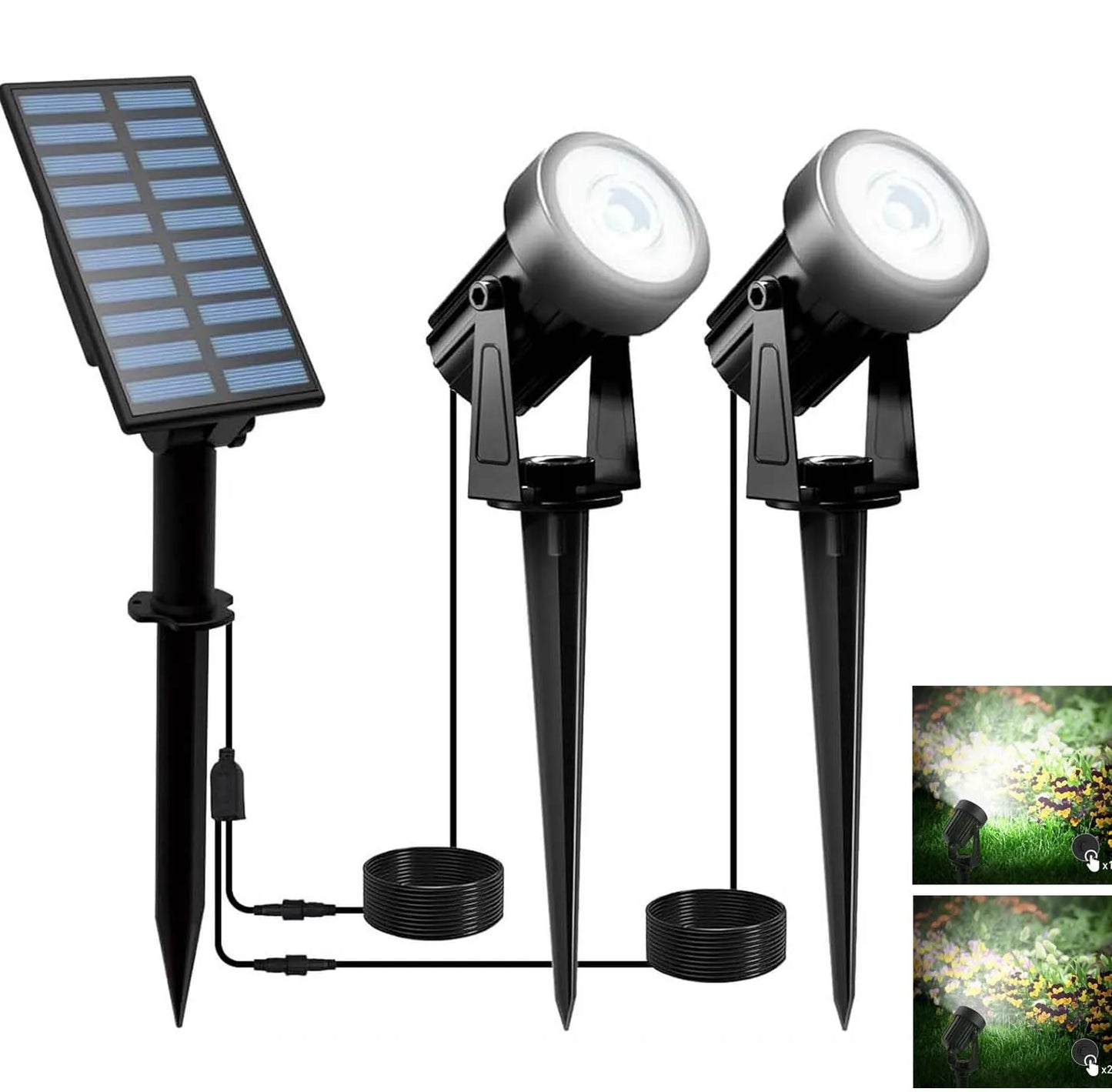 Outdoor Solar Powered Spotlight Warm White Duo Color