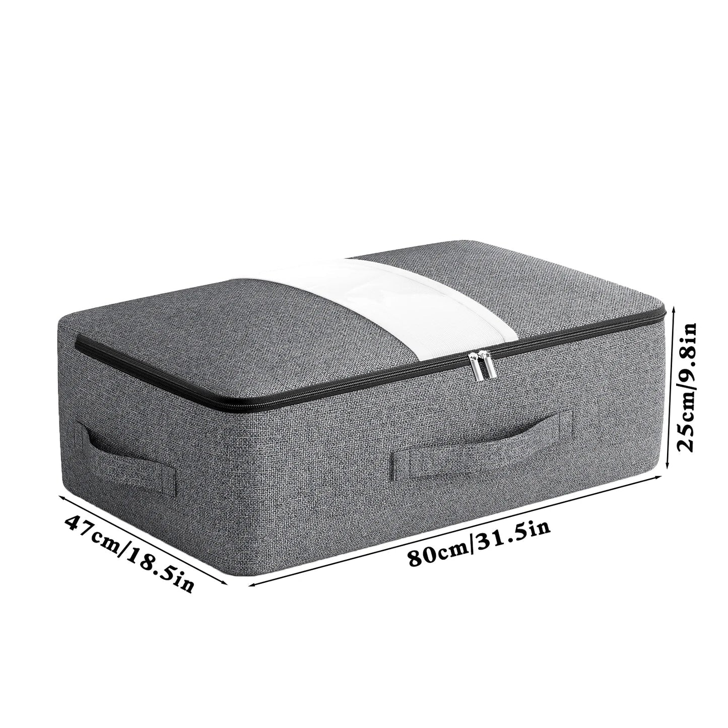 Large Foldable Storage Bag with Zipper and Window Gray