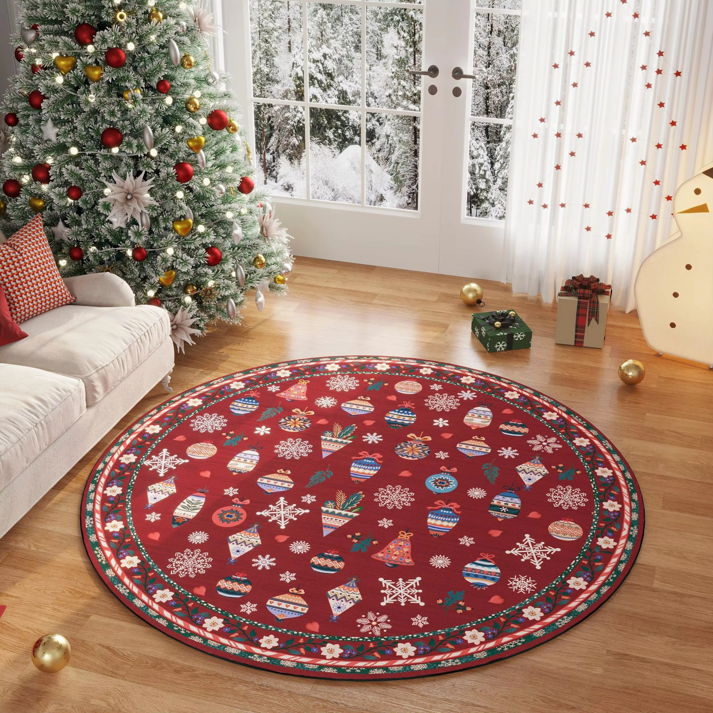 Soft Beige Floral Area Rug with Non Slip Backing