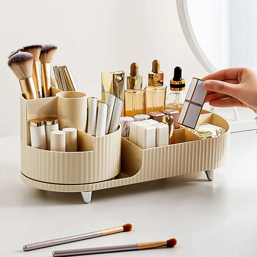 Premium Cosmetic Storage with Compact Rotating Tray