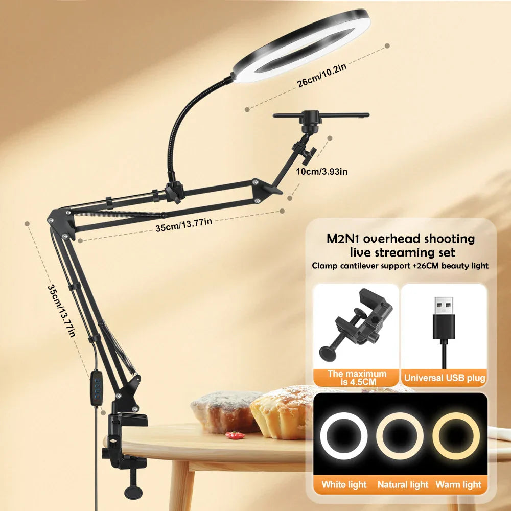 Portable LED Ring Light with Adjustable Arm