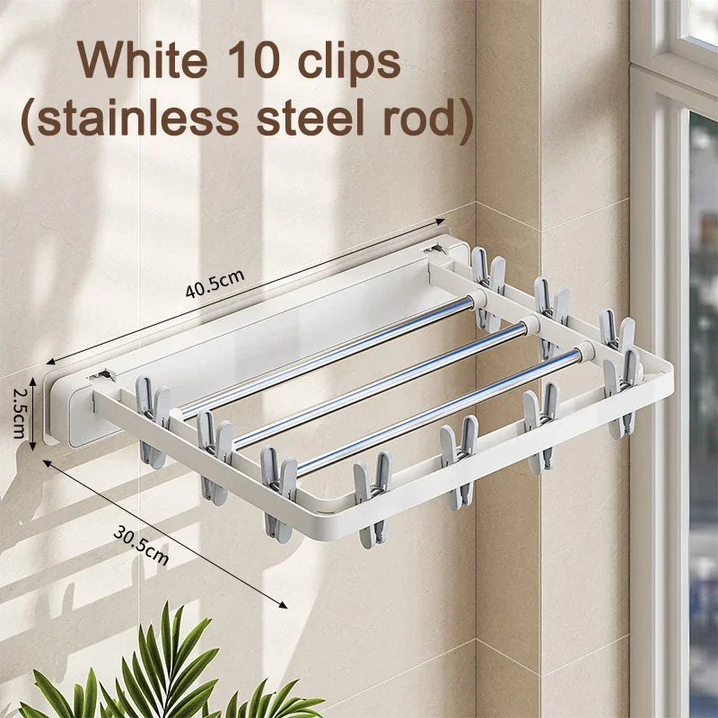 Compact Foldable Wall Mount Clothes Drying Rack