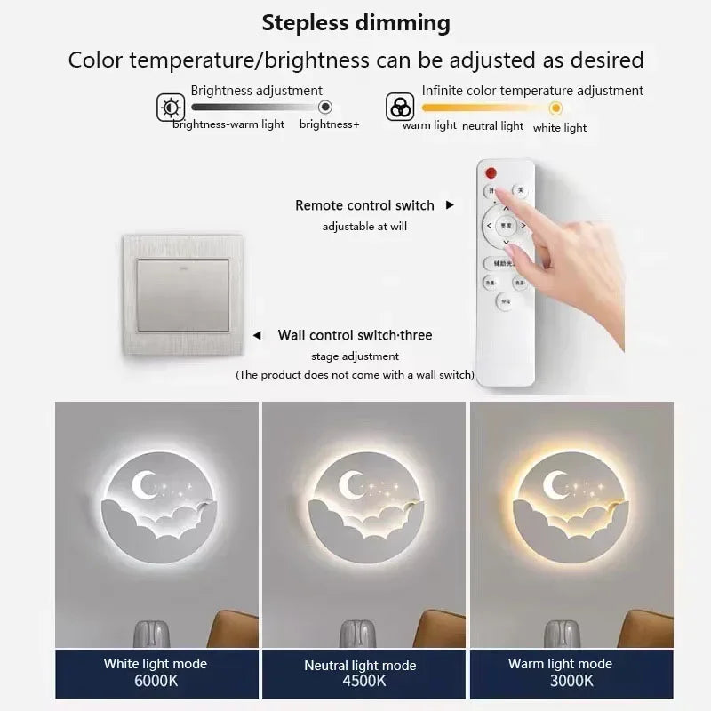 Beautiful LED Moon Star Wall Light