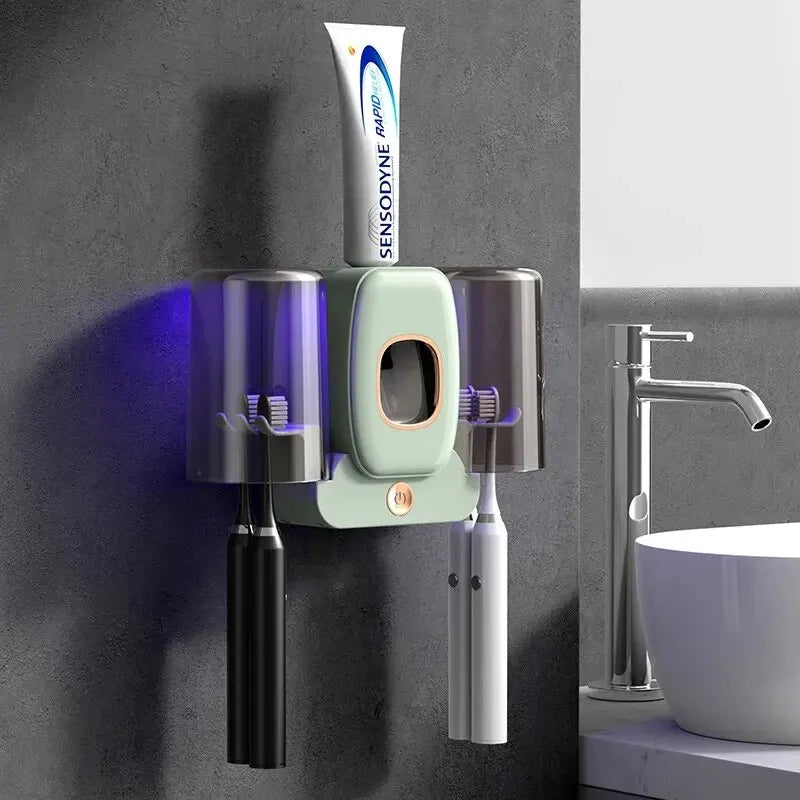 UV Toothbrush Sanitizer with Automatic Dispenser