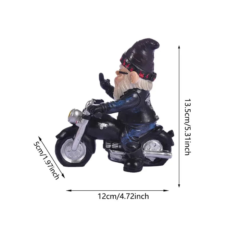 Fun Garden Gnome Motorcycle Statue Figurine
