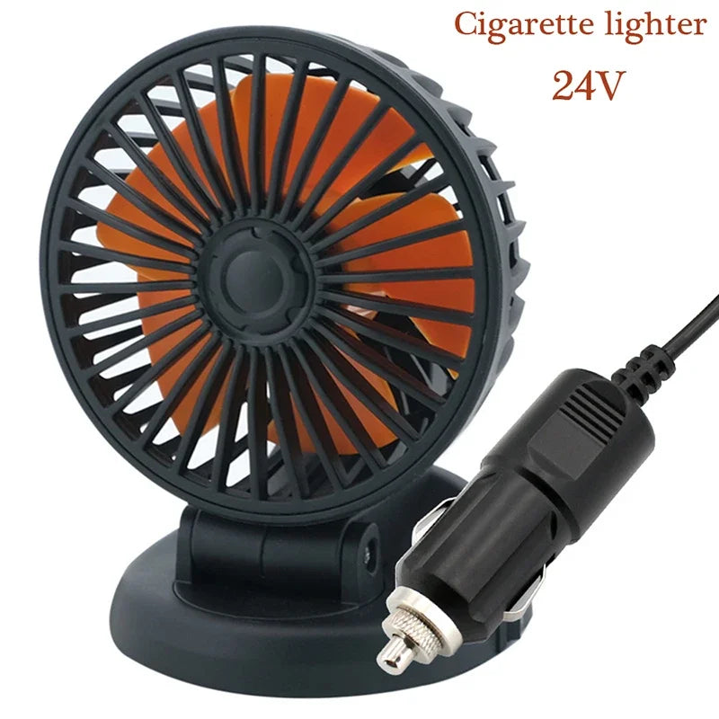 Portable Car Fan with USB & Cigarette Lighter Adapter