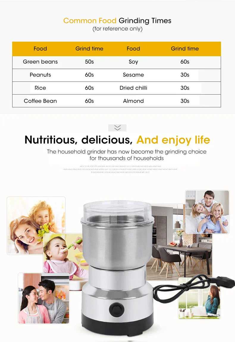 Compact Electric Grinder - 300ml Fine Mill for Coffee, Spices