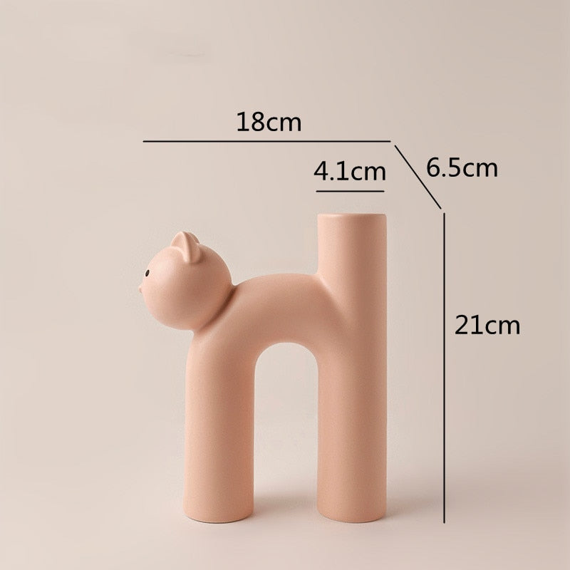 Decorative Clay Kitty Figurine Vase