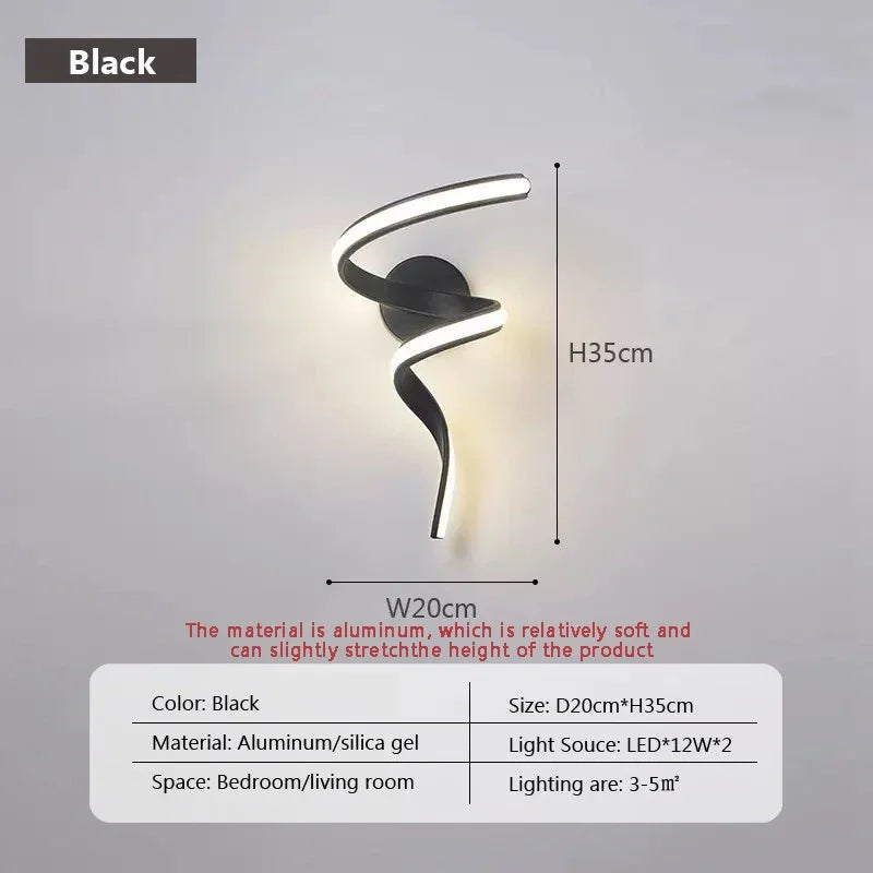 Simple LED Wall Light | Energy Saving Spiral Sconce