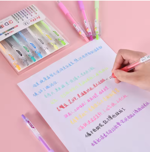 Vibrant Gel Pen Set for Artistic 3D Designs