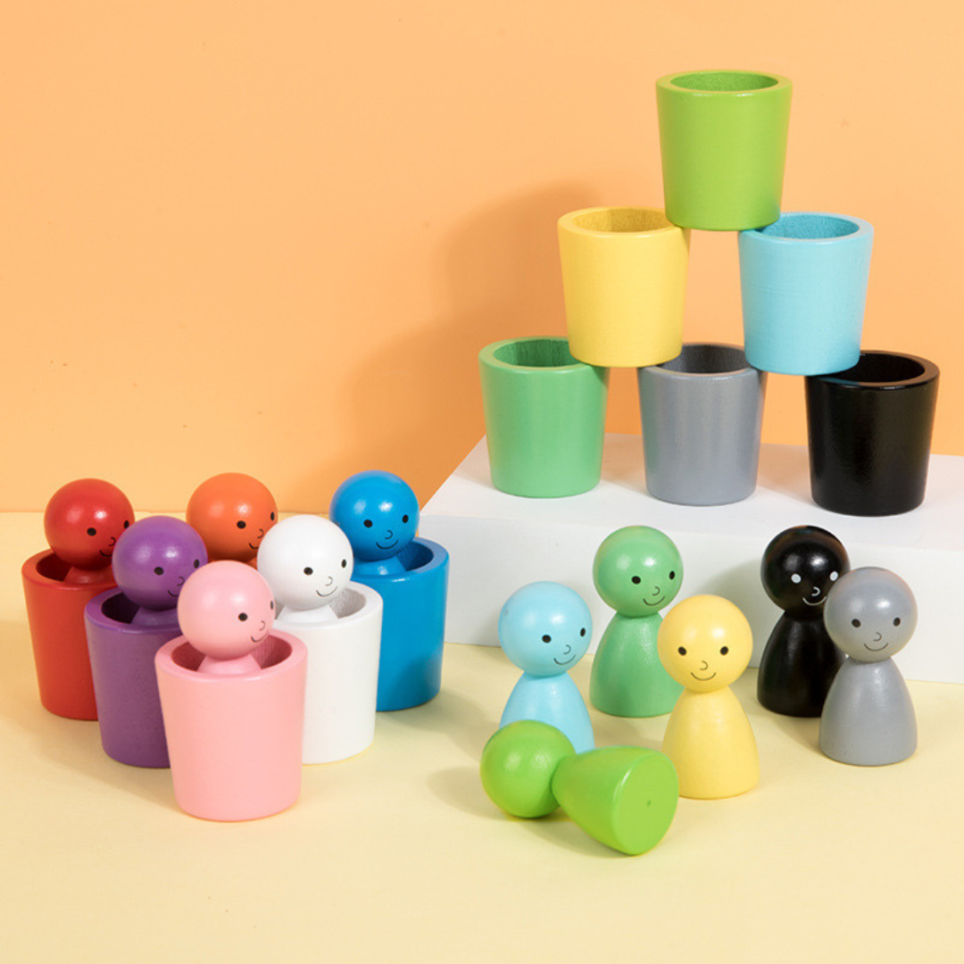 Wooden Color Sorting Toy Cup Set