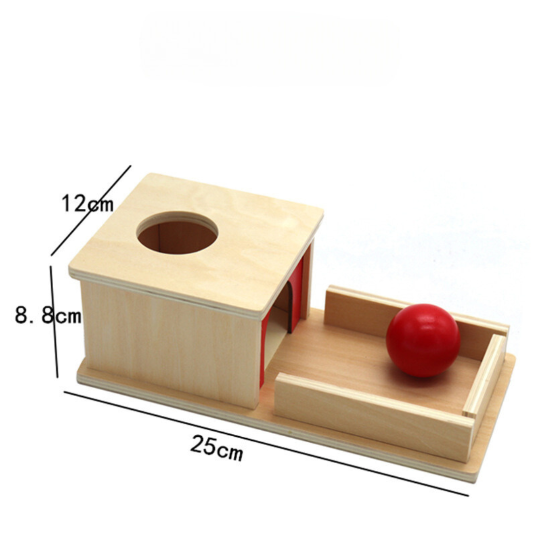 Natural Wood Toy Box with Ball for Kids