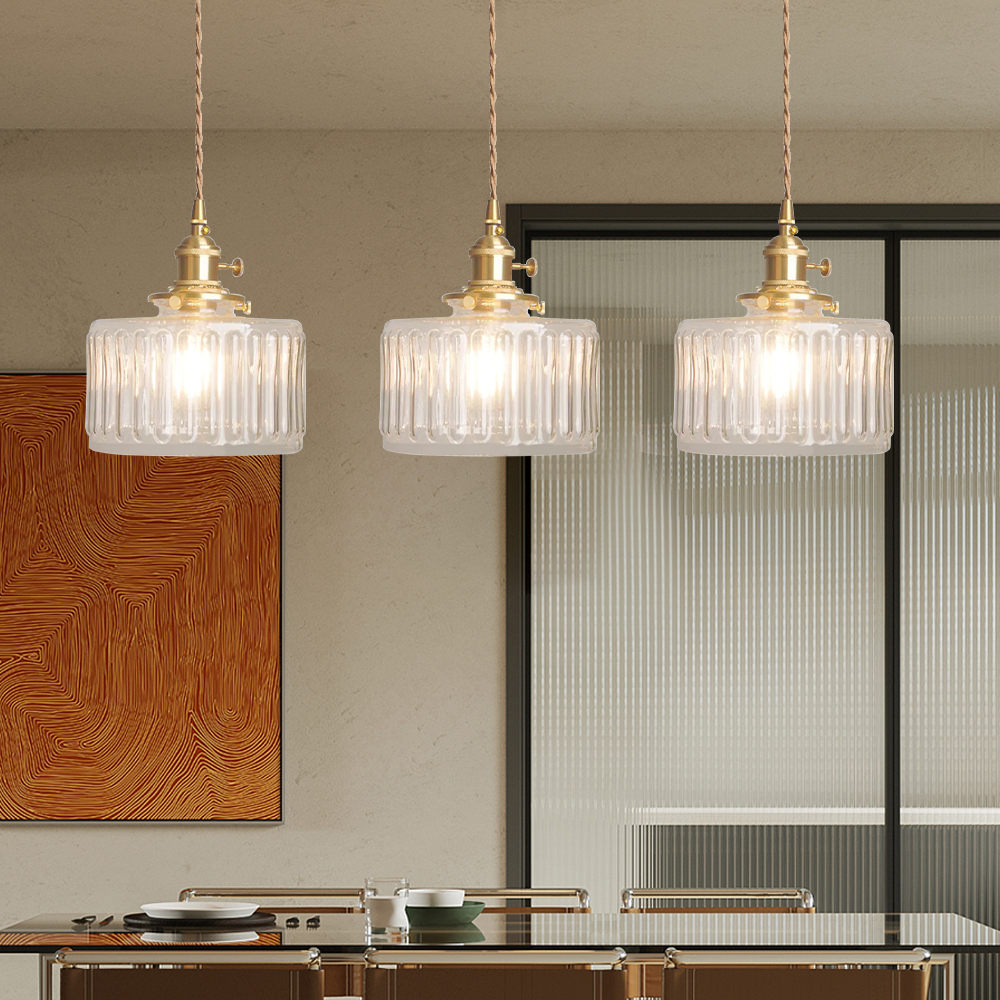 Classic Crystal Pendant Light Glass Shade
