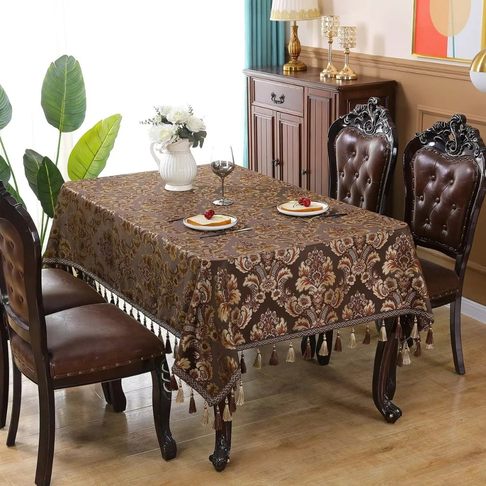 Rustic Embroidered Fringe Table Cover