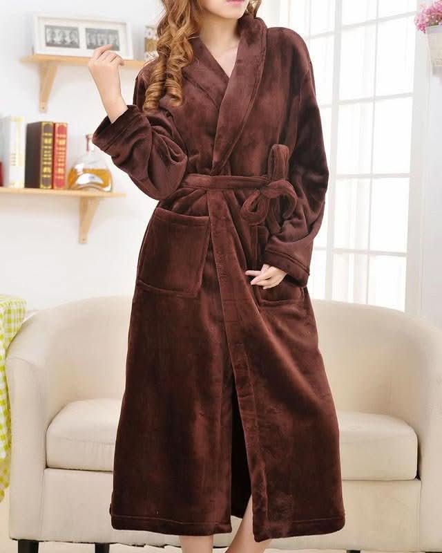 Soft Plush Fleece Bathrobe for Ladies - Befez