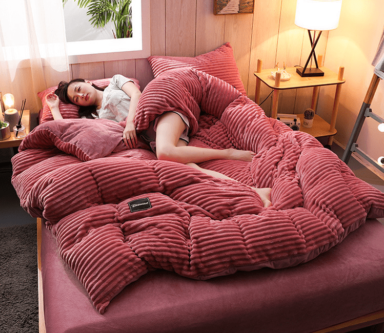 Soft Plush Winter Duvet Cover Warm Comforter Set