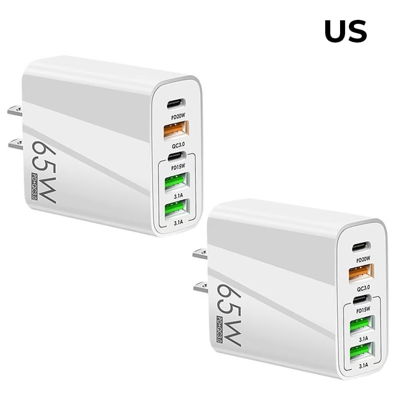 Compact 6 Port Fast Charger 65W US Plug