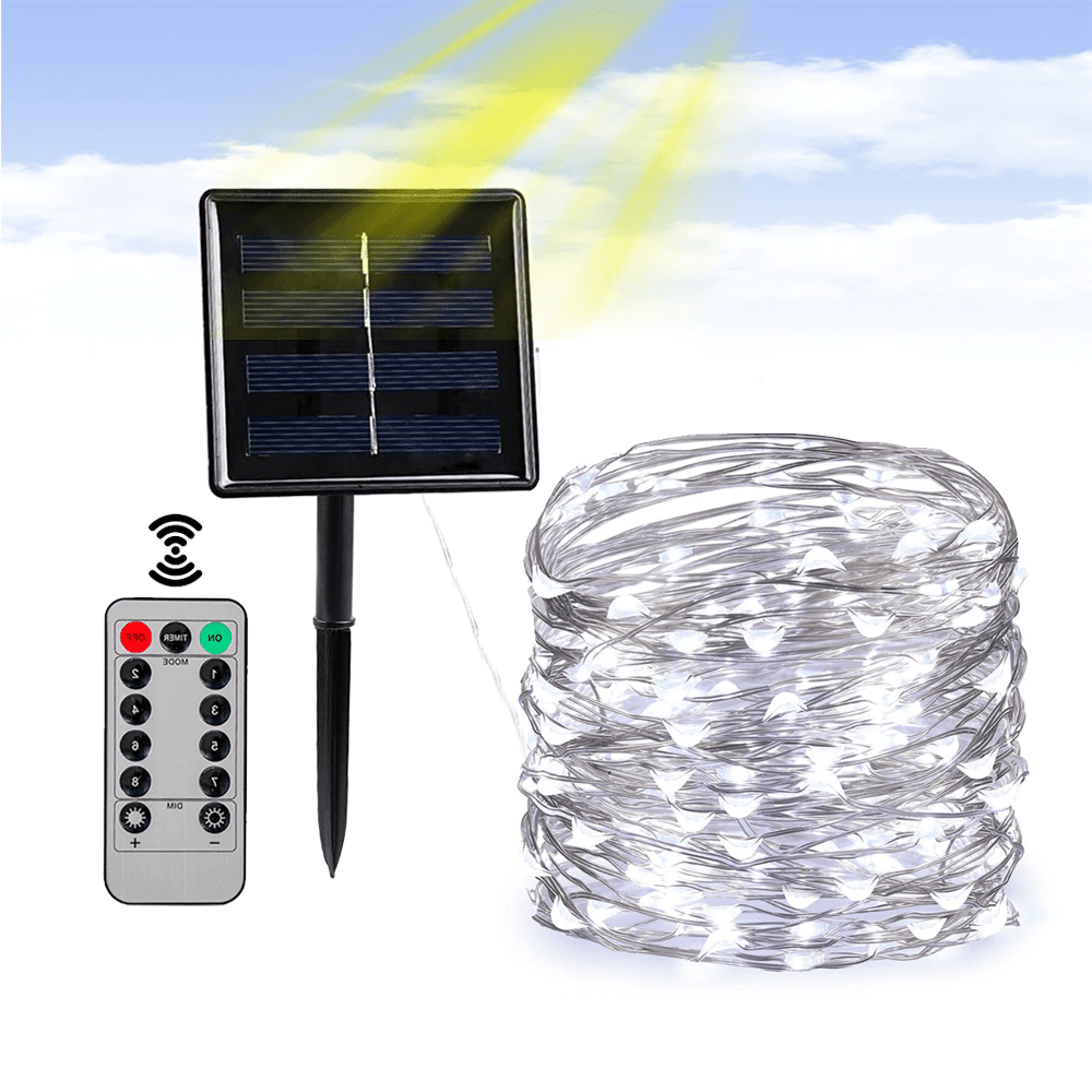Outdoor Hanging Solar String Lights (Clear Wire)