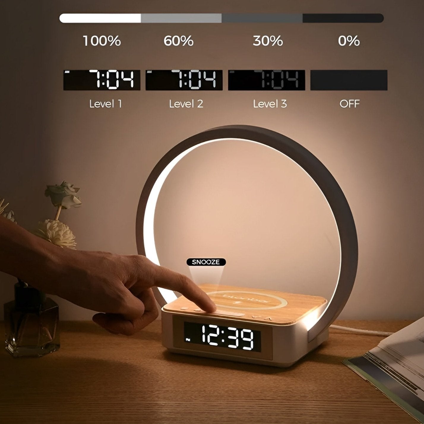Smart Bedside Lamp with USB Charger and Wake Up Light