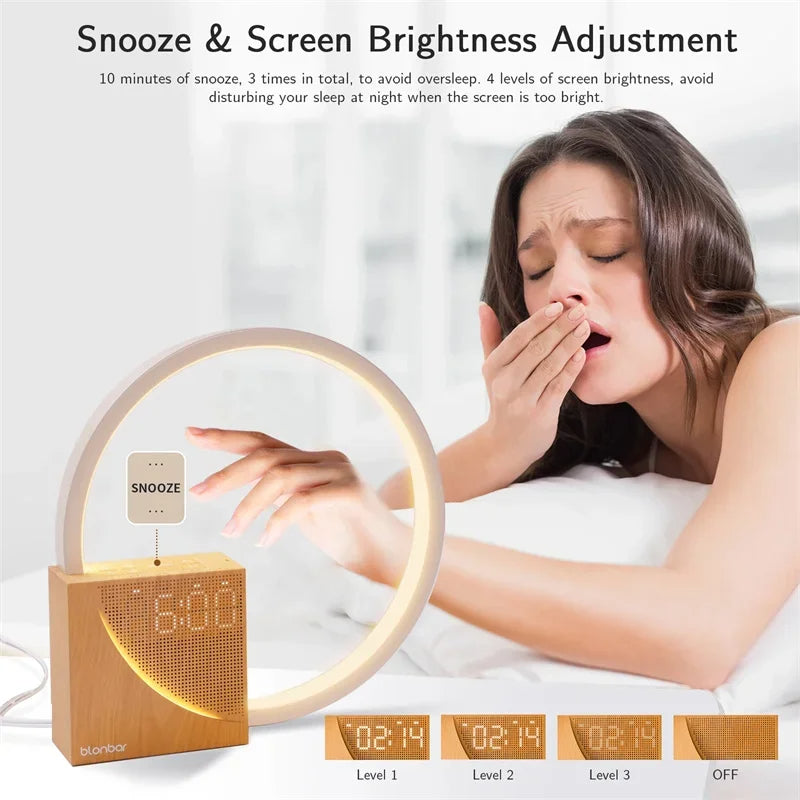 Soothing Nightstand Lamp with White Noise Alarm Clock