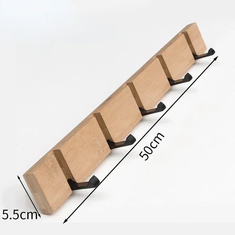 Space-Saving Wooden Wall Hook Rack