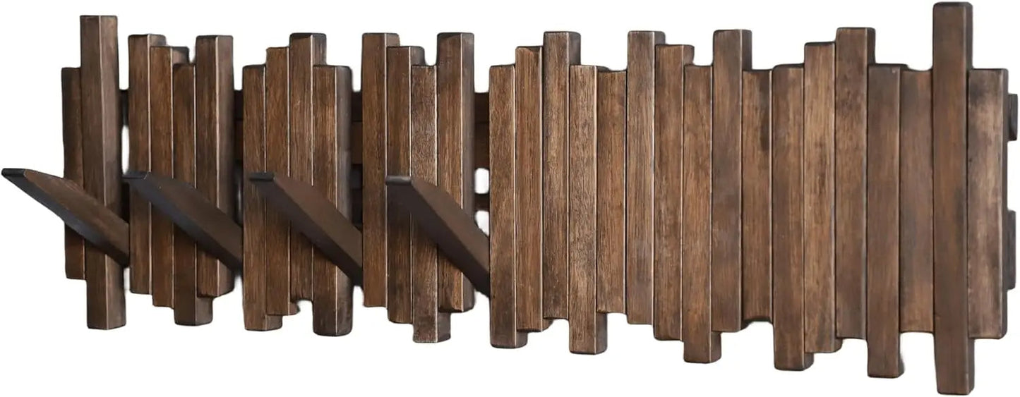 Reclaimed Wood Flip Down Coat Rack Wall Mount Hanger