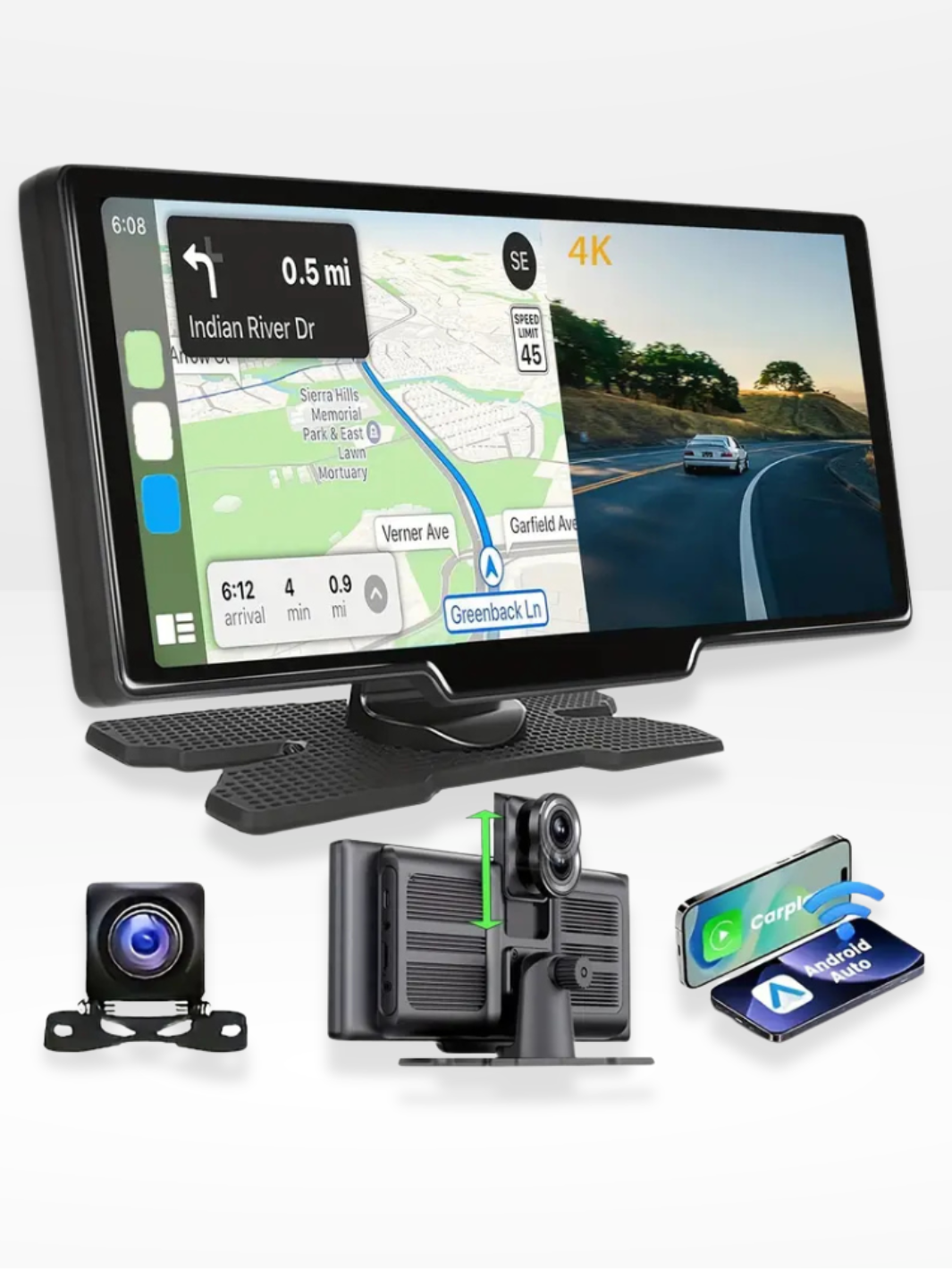 Large 10.1 Wireless CarPlay Touchscreen Display