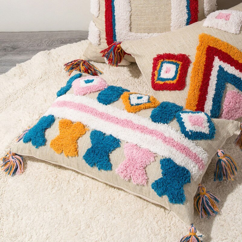 Colorful Moroccan Throw Pillow in Bohemian Style