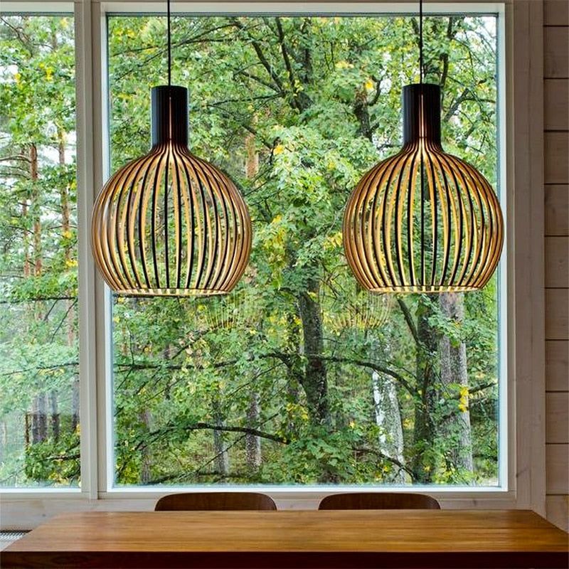 Rustic Wooden Hanging Lamp