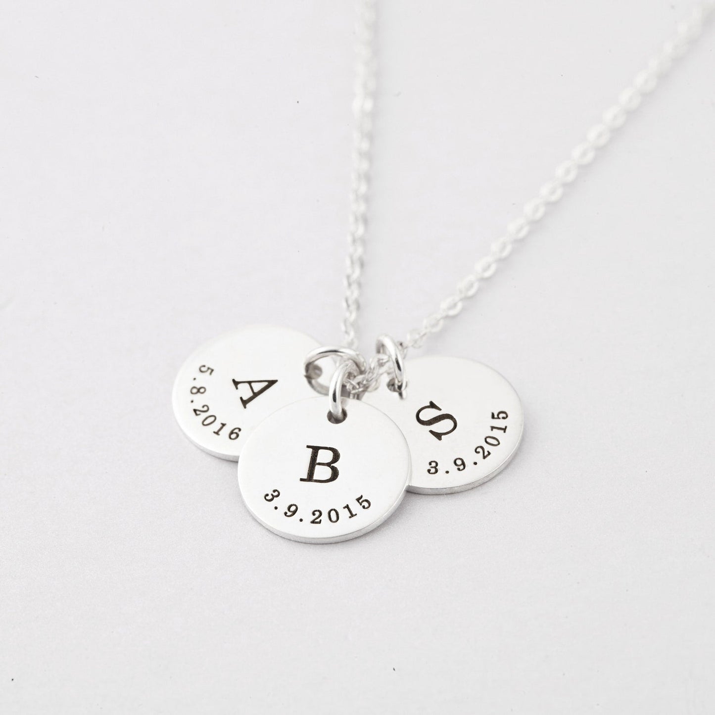 Customizable Engraved Initial Date Pendant Necklace