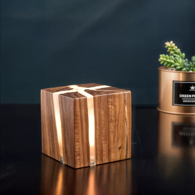 Rustic Distressed Wooden Table Lamp
