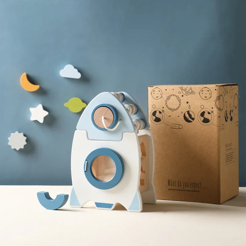 Fun Wooden Building Block Rocket Set