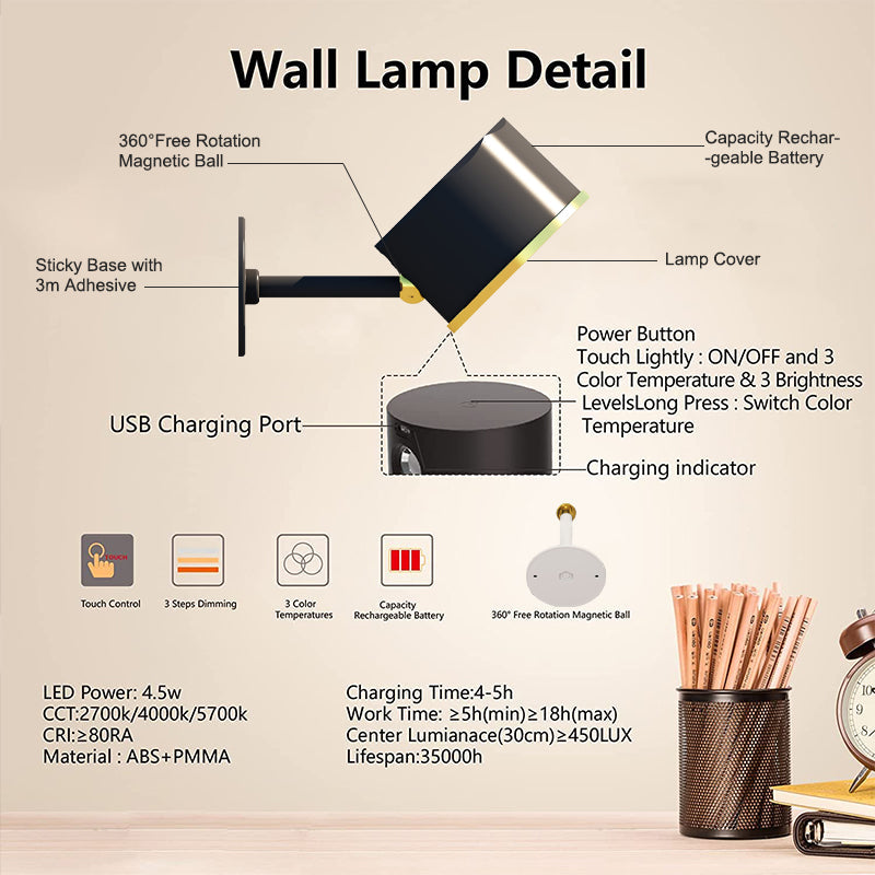 Circular Wireless LED Wall Lamp