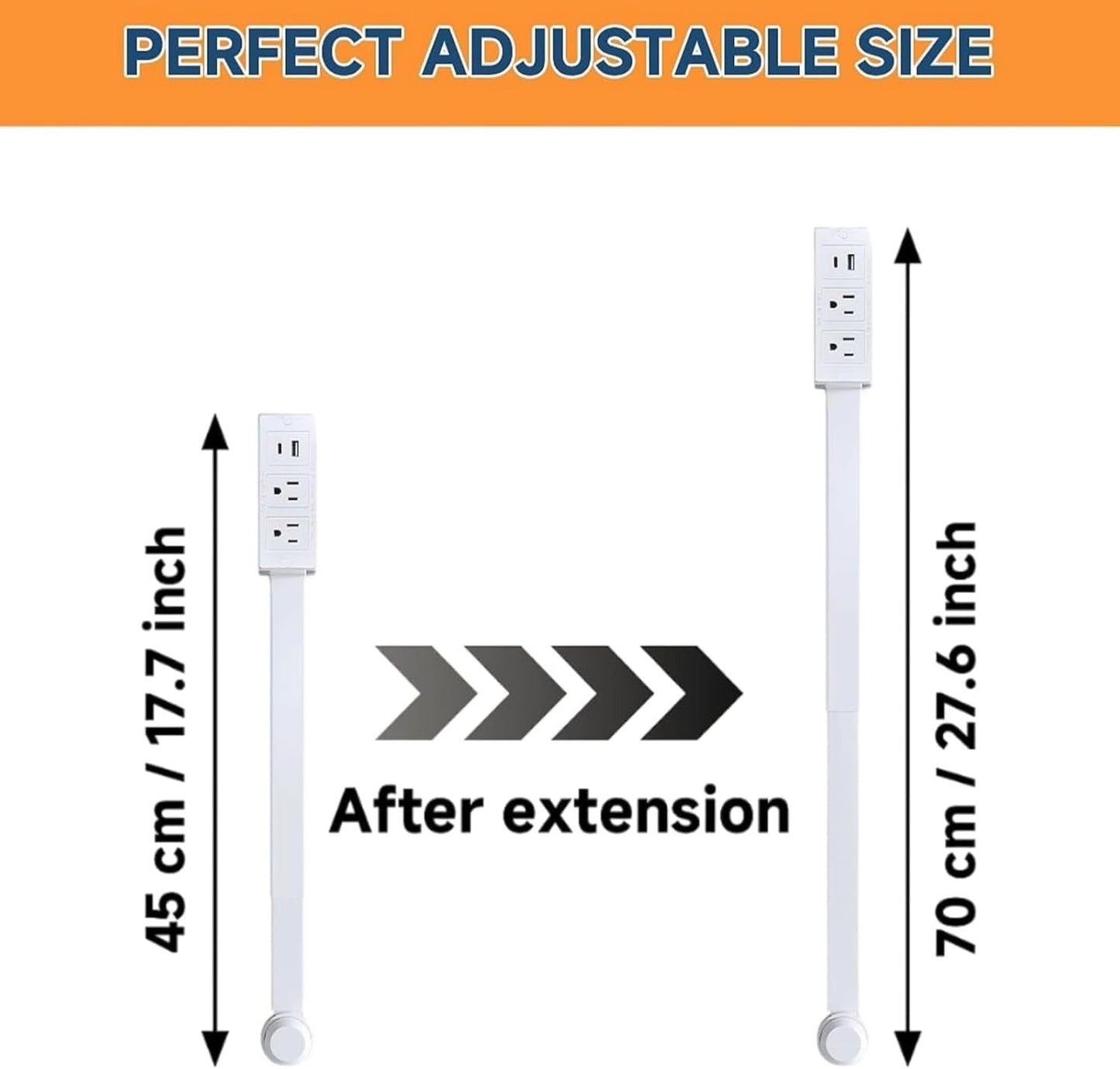 Power Outlet Extender with Adjustable Rotating Plug