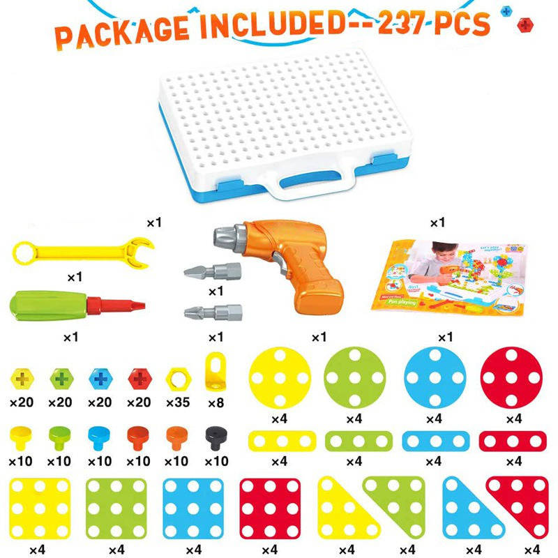 Children's Large Block Building Set 237 Pieces