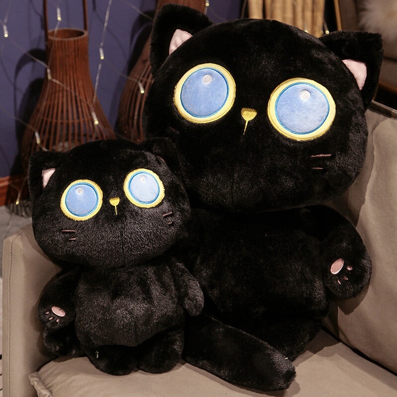 Cute Blue Eyed Black Kitten Plush Toy