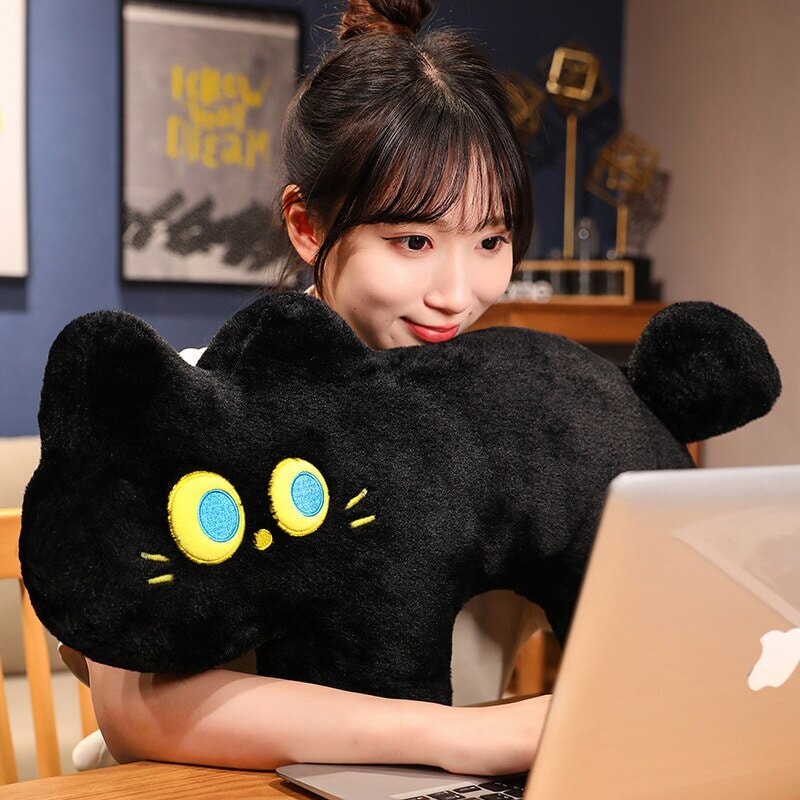 Cuddly Black Kitten Soft Pillow