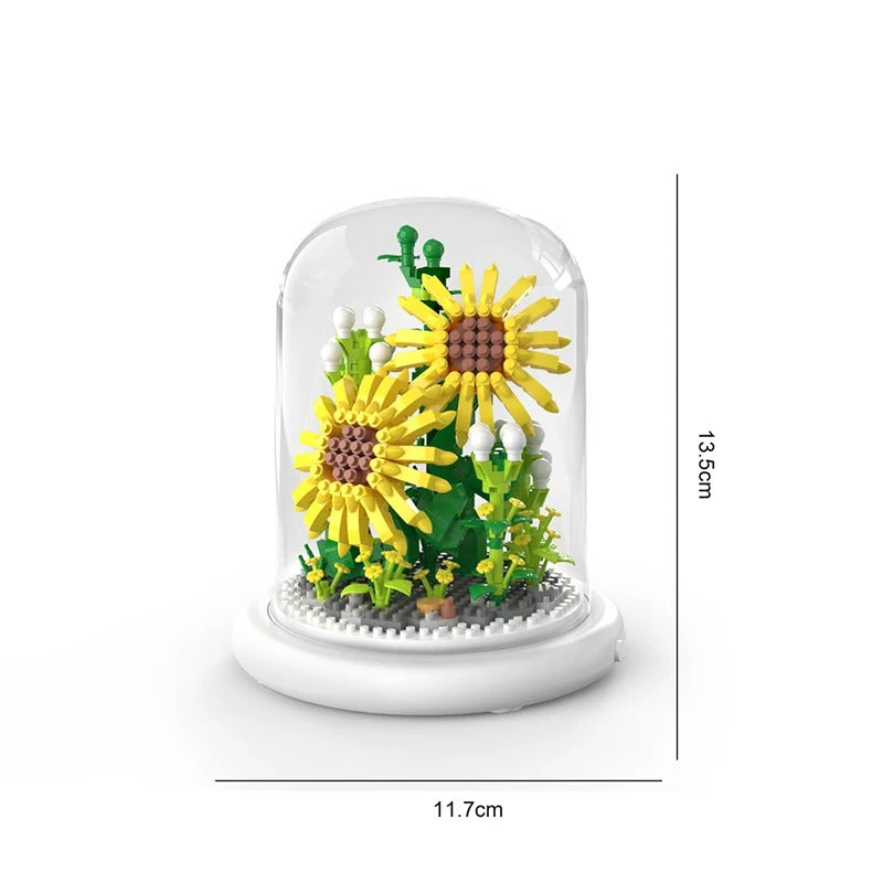 Beautiful Glass Flower Decoration Block