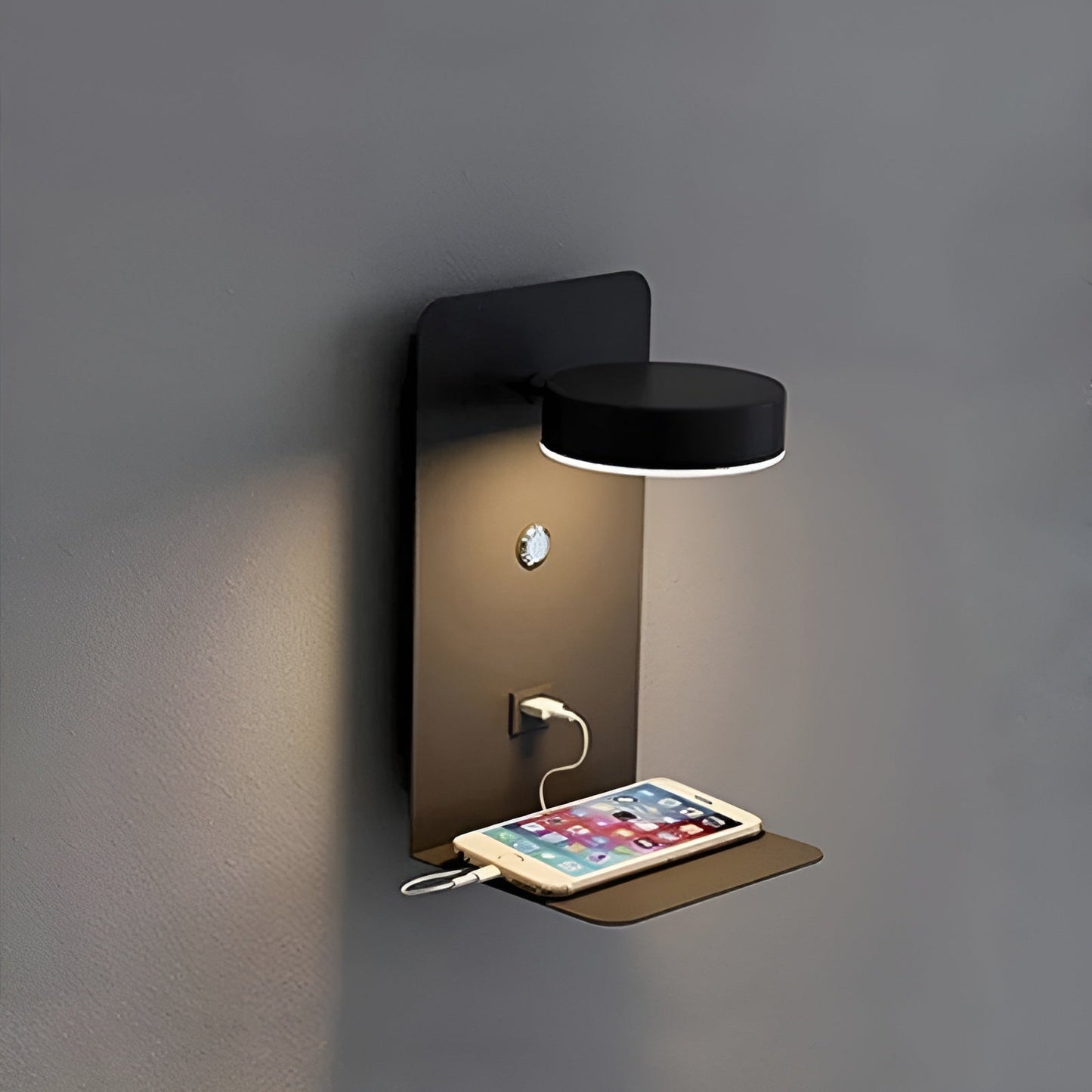Sleek LED Wall Light with USB Charger