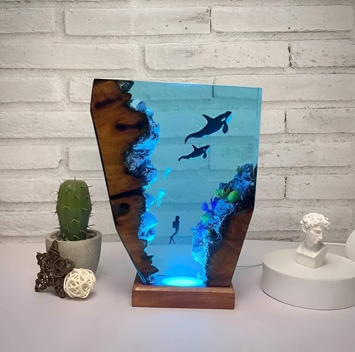 Coastal Glow Modern LED Table Lamp with USB Charger