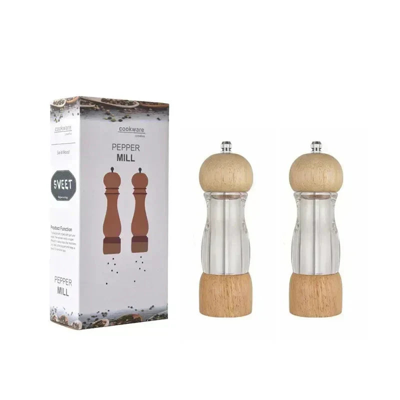 Wooden Spice Salt Pepper Grinder Mill Set