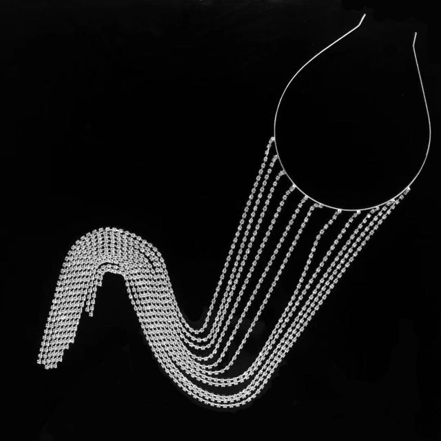 Sparkly Crystal Encrusted Headband Chain - Befez