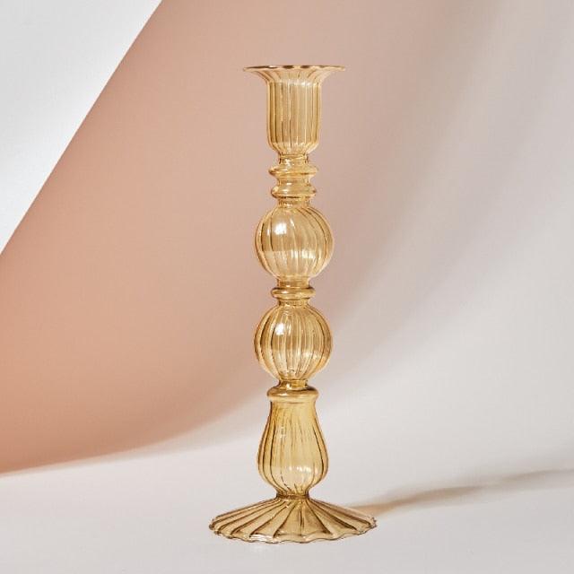 Soft Pink Glass Candle Holder Decorative Home Decor