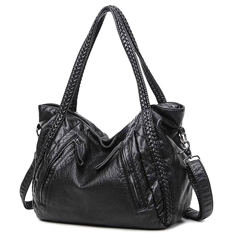 Classic Black Genuine Leather Tote Bags