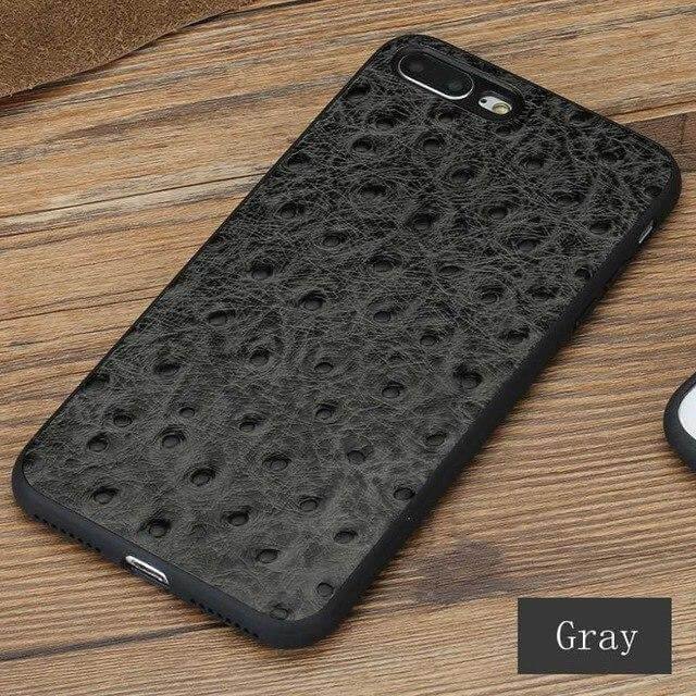 Real Leather Iphone Case with Ostrich Pattern