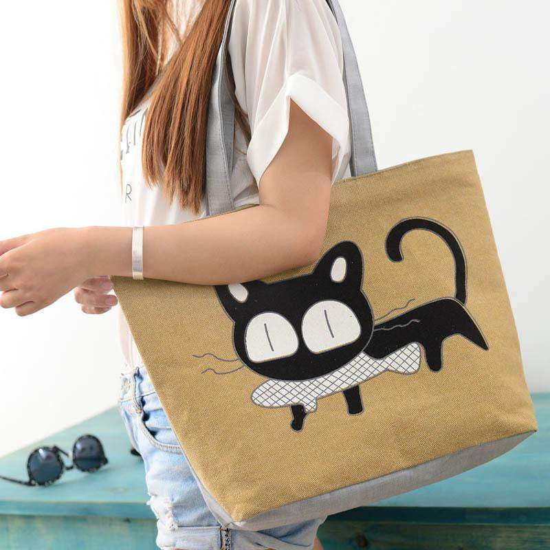 Stylish Cat Print Tote Bag for Women